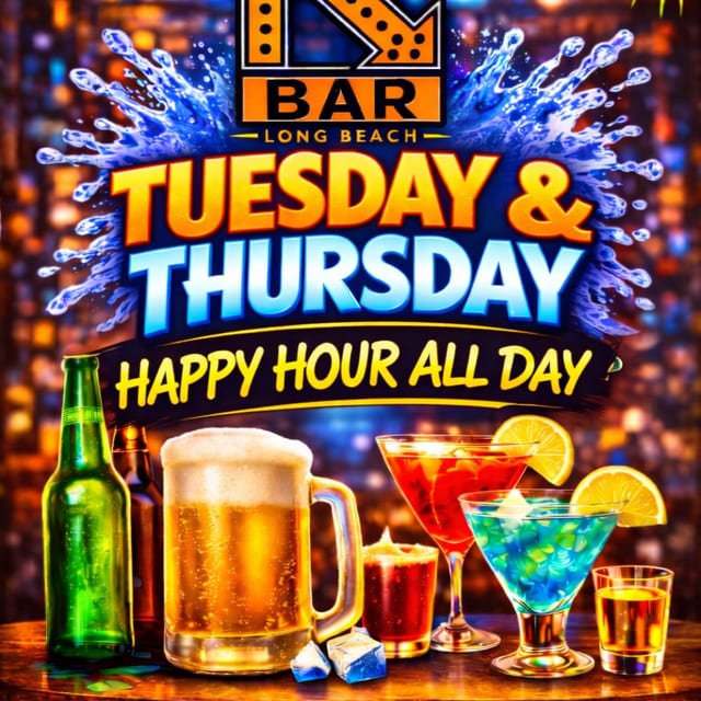 All Day Happy Hour every Tuesdays and Thursdays